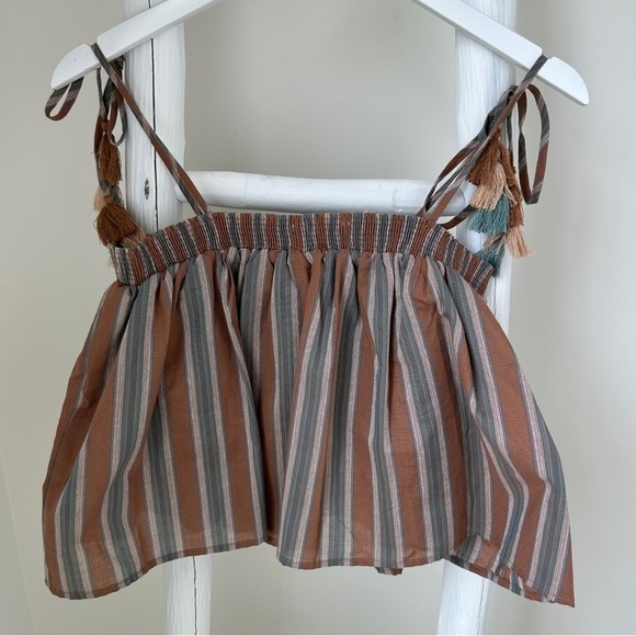 Anna Grace from Altar’d State Striped Brown and Green Cropped Tank Top SZ Small - Picture 2 of 9